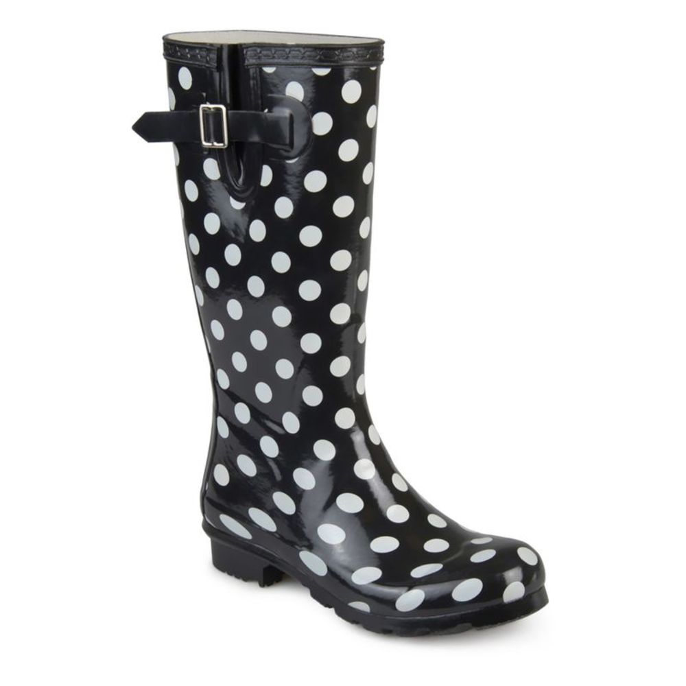JOURNEE COLLECTION Womens Black Mist Round Toe Block Heel Rain Boots 10